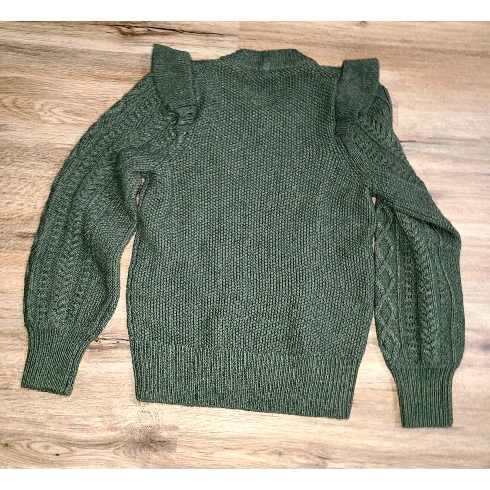 Madewell size XS Ruffle Pullover Sweater merino Wool blend cable - Picture 4 of 4